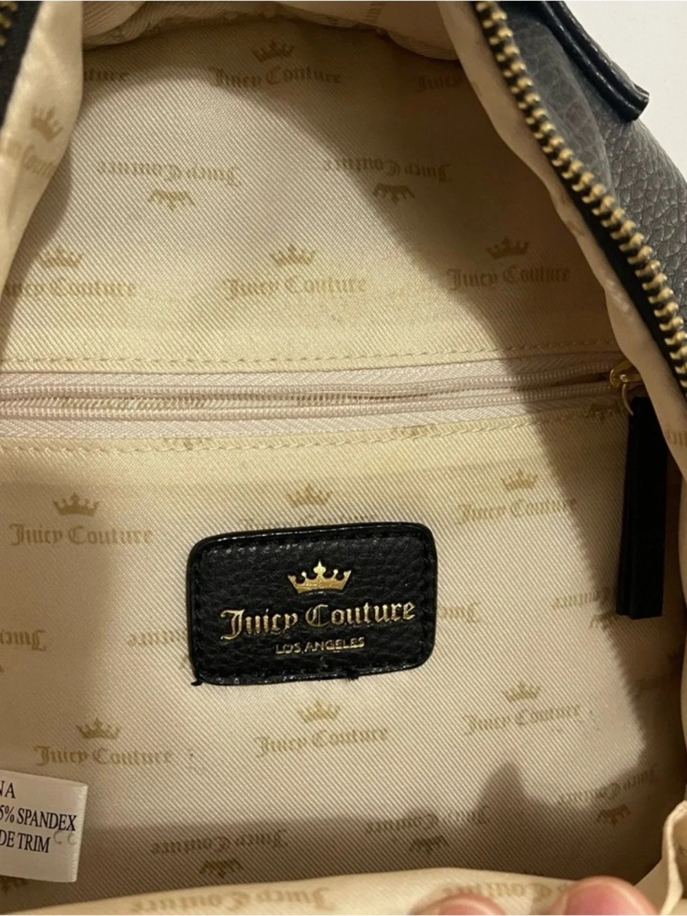 Juicy Couture Black Mini Quilted Backpack with Gold Logo
